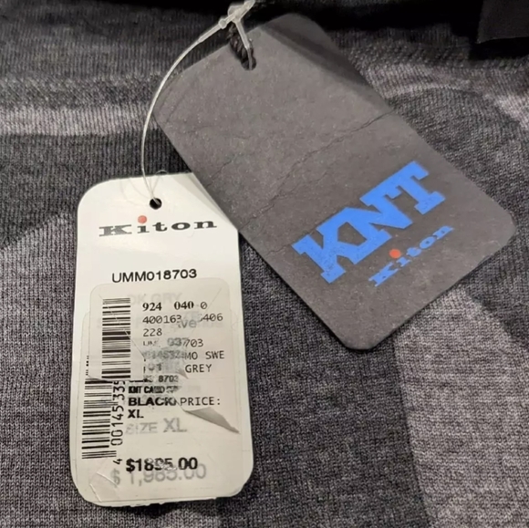 Mens KNT Kiton Knit Cashmere/Wool Sweater Black/Gray XL - Picture 7 of 7